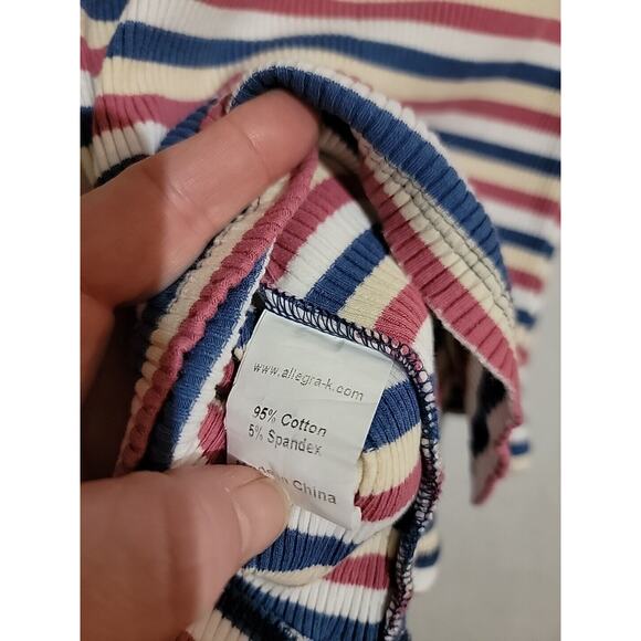 Allegra K Crossover Form Fitting Top Ribbed Striped sz XL SMALL FITTING - Picture 5 of 5